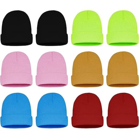 12 Pack Winter Beanie Hats for Men Women, Warm Cozy Knitted Cuffed Skull Cap - Picture 8 of 8